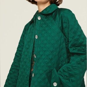 Hill House Home - The Quilt Coat in Dark Green Satin - Size M